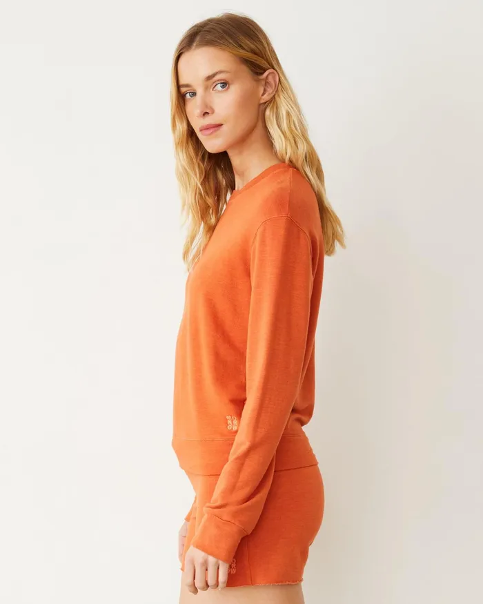 Women Sweatshirts MONROW Supersoft Crew Neck Sweatshirt Rust Orange