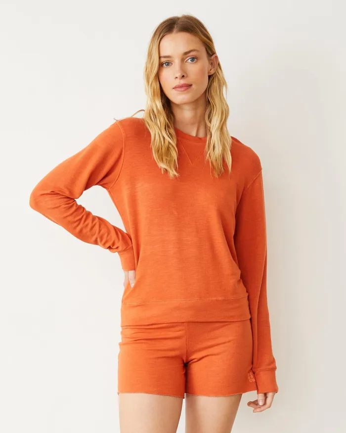 Women Sweatshirts MONROW Supersoft Crew Neck Sweatshirt Rust Orange