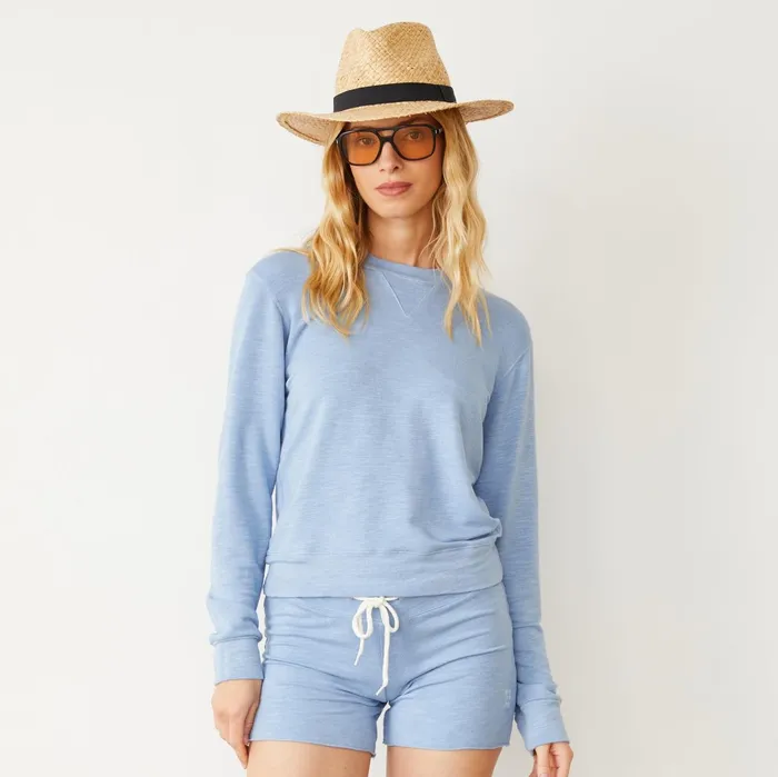 Women Sweatshirts MONROW Supersoft Crew Neck Sweatshirt Soft Blue