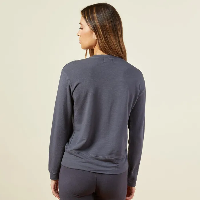 Women Sweatshirts MONROW Supersoft Crew Neck Sweatshirt Vintage Black