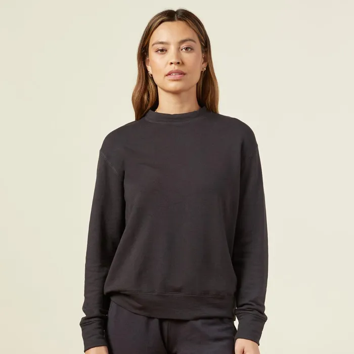 Women Sweatshirts MONROW Supersoft Fleece Boyfriend Sweatshirt Faded Black