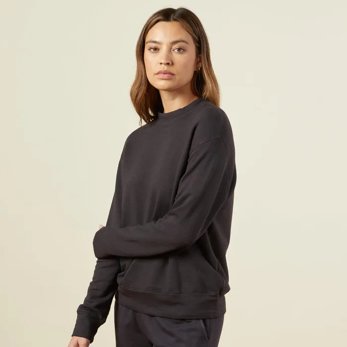 Women Sweatshirts MONROW Supersoft Fleece Boyfriend Sweatshirt Faded Black