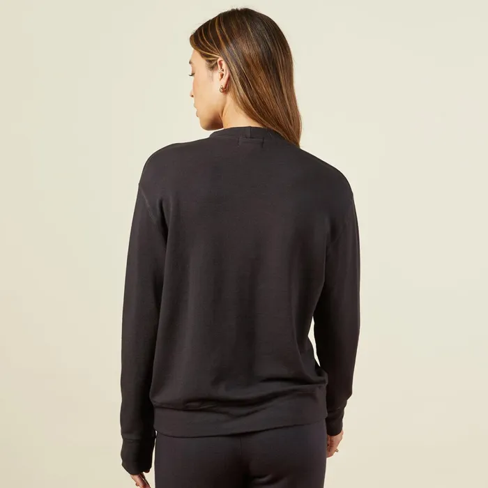 Women Sweatshirts MONROW Supersoft Fleece Boyfriend Sweatshirt Faded Black