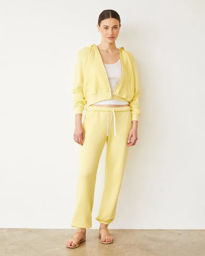 Women Sweatshirts MONROW Teddy Fleece Relaxed Zip Up Hoody Lemon