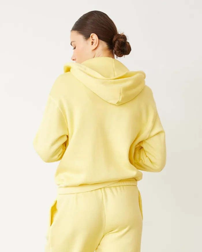 Women Sweatshirts MONROW Teddy Fleece Relaxed Zip Up Hoody Lemon