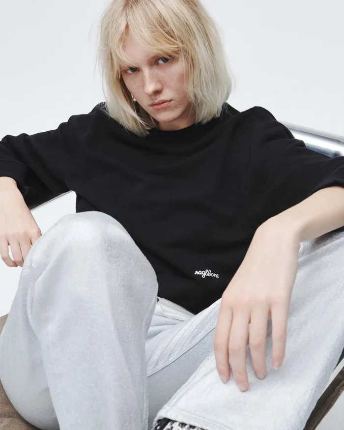 Women Sweatshirts Rag 038 Bone Vintage Terry Sweatshirt Black