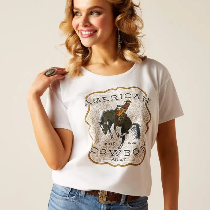 Women TShirts and Tops Ariat Ariat American Cowboy TShirt White Women TShirts and Tops Ariat Ariat American Cowboy TShirt White