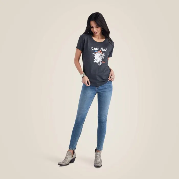 Women TShirts and Tops Ariat Ariat Cow Gal Tee Charcoal Heather Women TShirts and Tops Ariat Ariat Cow Gal Tee Charcoal Heather