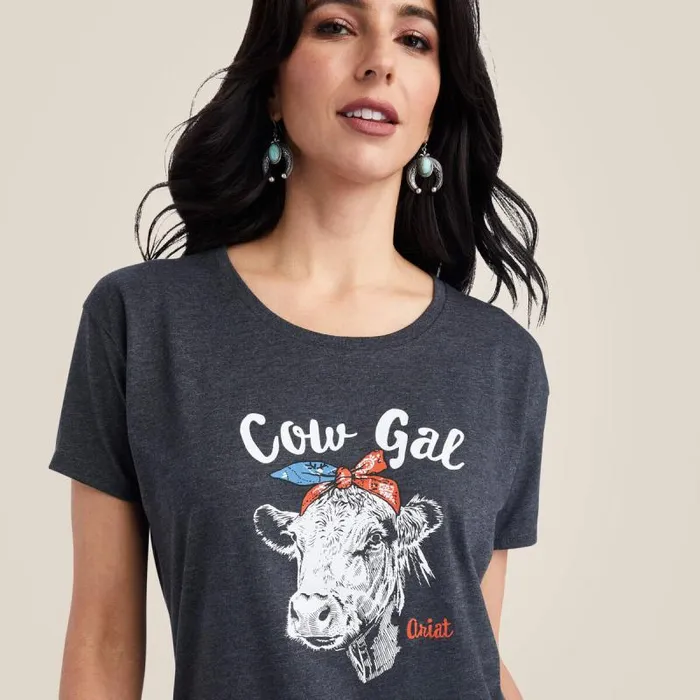 Women TShirts and Tops Ariat Ariat Cow Gal Tee Charcoal Heather Women TShirts and Tops Ariat Ariat Cow Gal Tee Charcoal Heather
