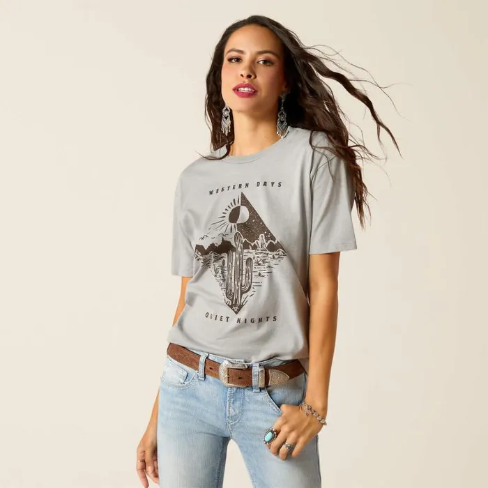 Women TShirts and Tops Ariat Ariat Day And Night TShirt Stone Heather