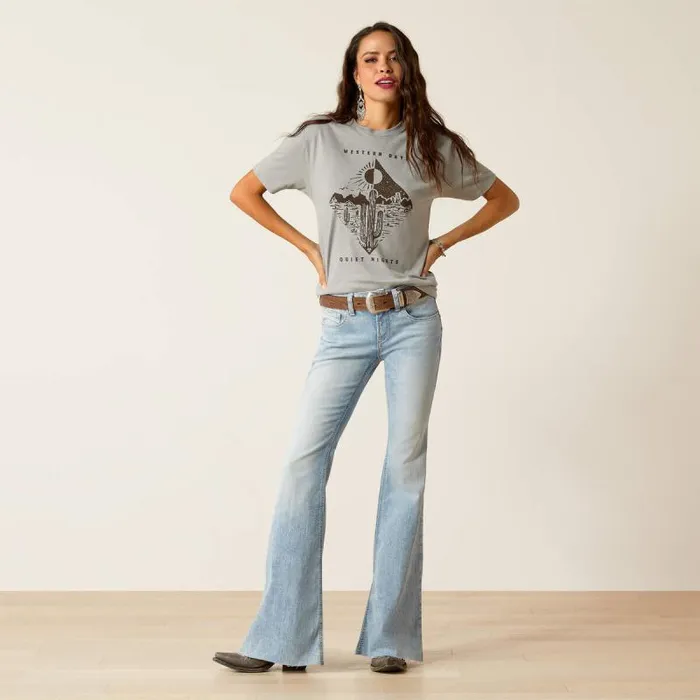 Women TShirts and Tops Ariat Ariat Day And Night TShirt Stone Heather