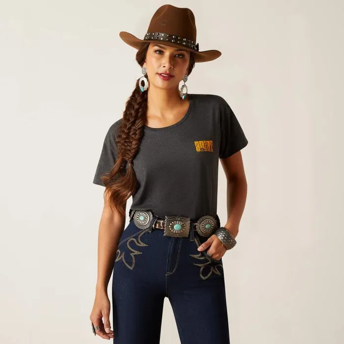 Women TShirts and Tops Ariat Ariat Groovy Sunset TShirt Charcoal Heather Women TShirts and Tops Ariat Ariat Groovy Sunset TShirt Charcoal Heather