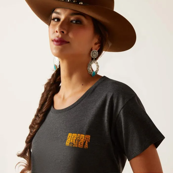 Women TShirts and Tops Ariat Ariat Groovy Sunset TShirt Charcoal Heather Women TShirts and Tops Ariat Ariat Groovy Sunset TShirt Charcoal Heather