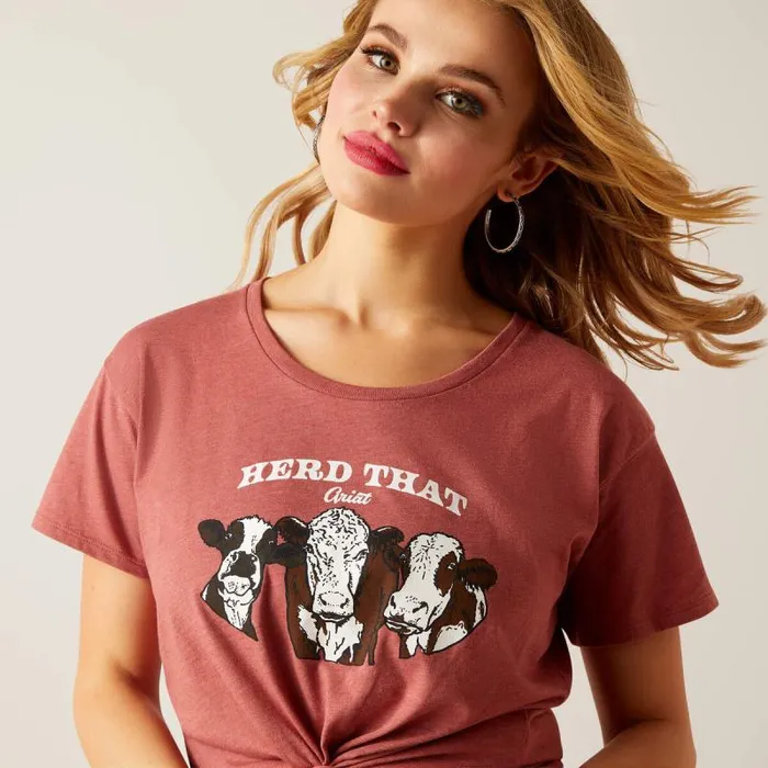 Women TShirts and Tops Ariat Ariat Herd That TShirt Red Clay Heather Women TShirts and Tops Ariat Ariat Herd That TShirt Red Clay Heather