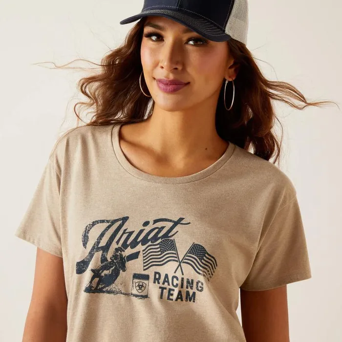 Women TShirts and Tops Ariat Ariat Racing Team TShirt Oatmeal Heather Women TShirts and Tops Ariat Ariat Racing Team TShirt Oatmeal Heather