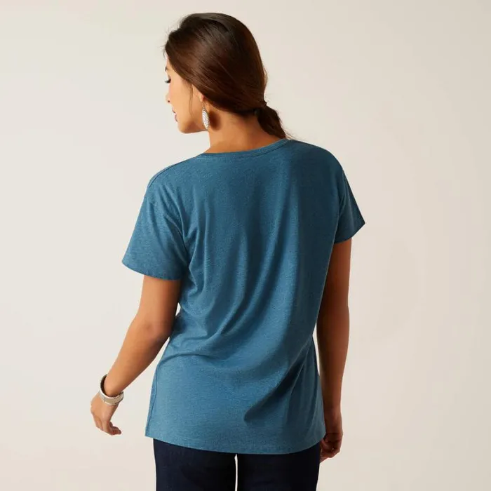 Women TShirts and Tops Ariat Ariat Rainbow Script TShirt Steel Blue Heather Women TShirts and Tops Ariat Ariat Rainbow Script TShirt Steel Blue Heather