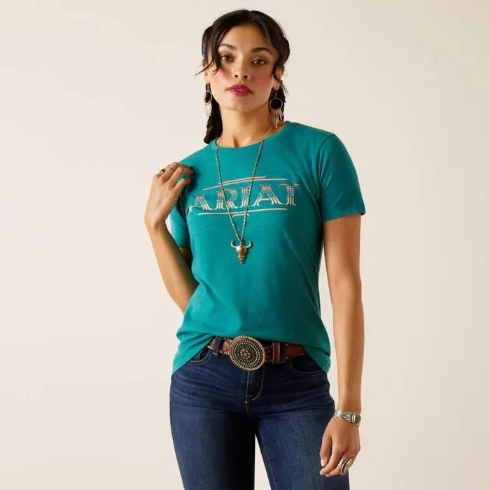 Women TShirts and Tops Ariat Ariat Serape Style TShirt Dark Teal Heather