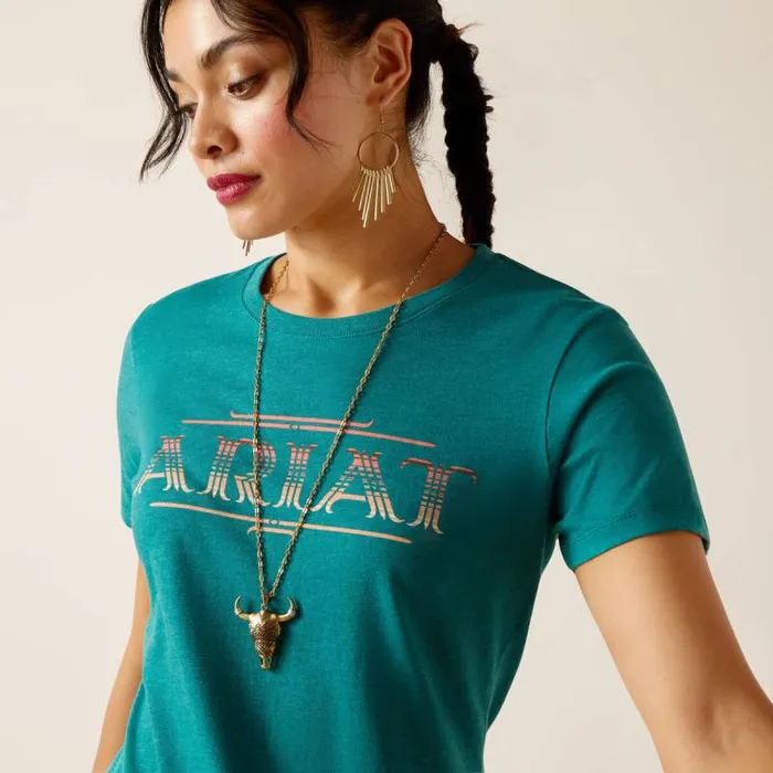 Women TShirts and Tops Ariat Ariat Serape Style TShirt Dark Teal Heather
