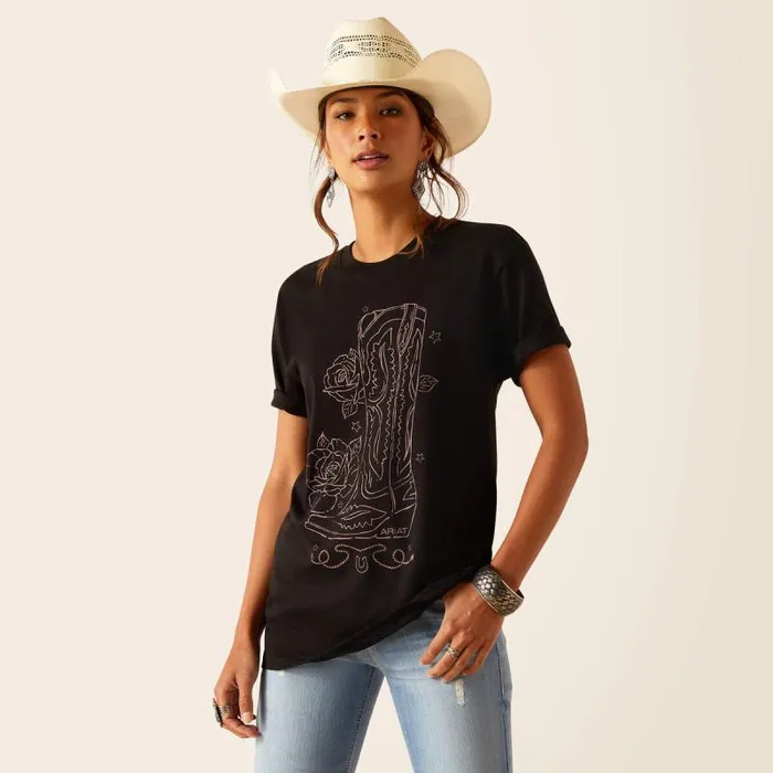 Women TShirts and Tops Ariat Ariat Tall Boot TShirt Black