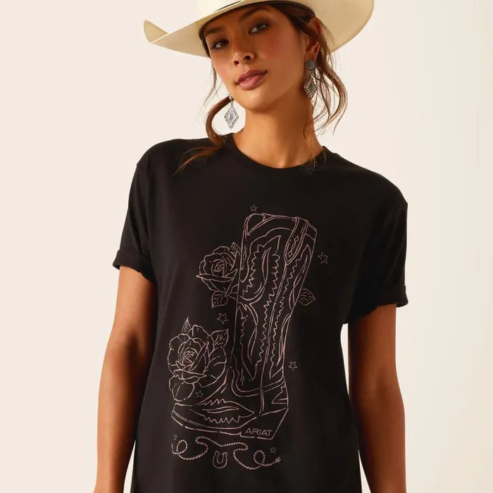 Women TShirts and Tops Ariat Ariat Tall Boot TShirt Black Women TShirts and Tops Ariat Ariat Tall Boot TShirt Black