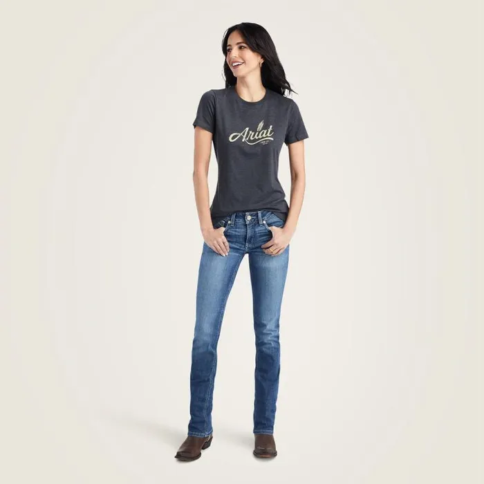 Women TShirts and Tops Ariat Ariat Wheat Script Tee Charcoal Heather Women TShirts and Tops Ariat Ariat Wheat Script Tee Charcoal Heather