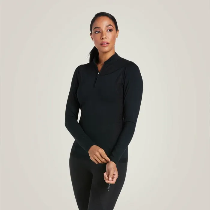 Women TShirts and Tops Ariat Ascent 14 Zip Baselayer Black