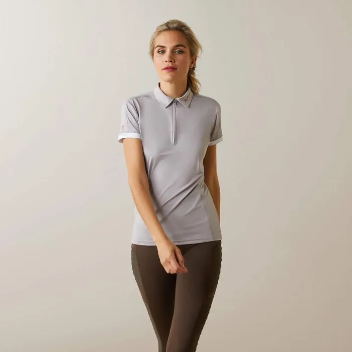 Women TShirts and Tops Ariat Bandera 14 Zip Polo Silver Sconce