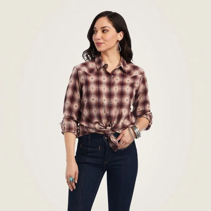 Women TShirts and Tops Ariat Billie Jean Shirt Nostalgia Rose Dobby Plaid