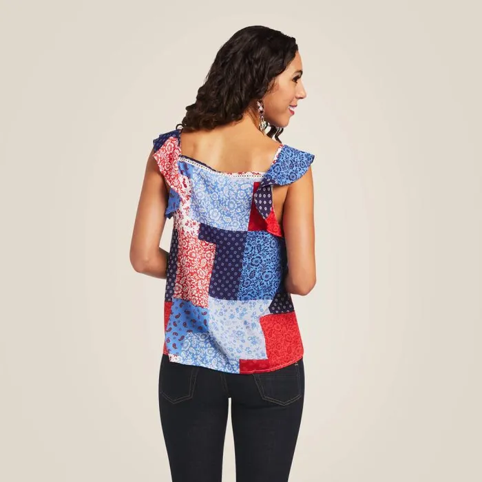 Women TShirts and Tops Ariat Blue Note Tank Patchwork Print