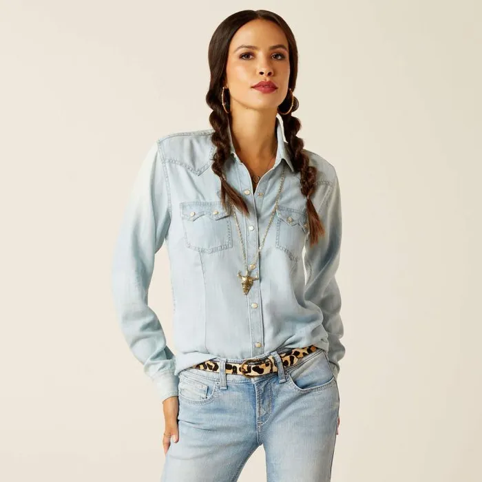 Women TShirts and Tops Ariat Blues Shirt Bleached Chambray
