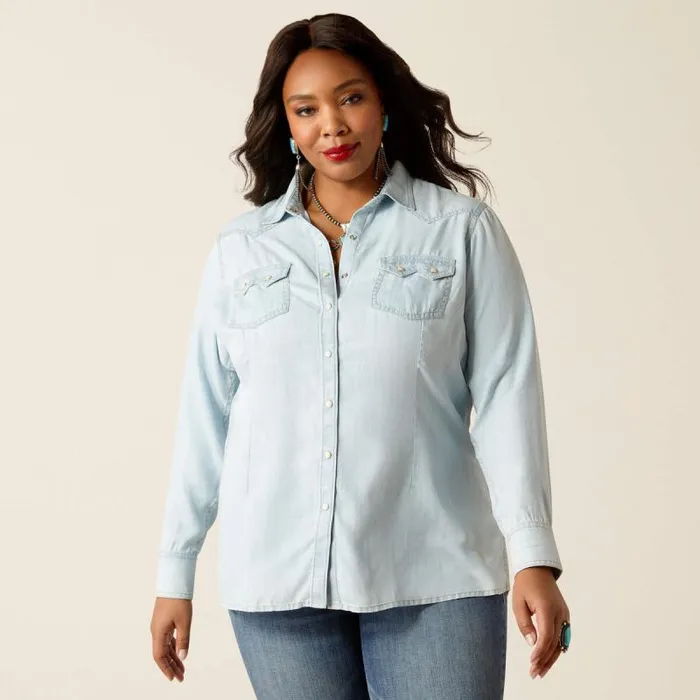 Women TShirts and Tops Ariat Blues Shirt Bleached Chambray