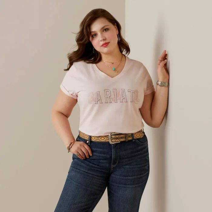 Women TShirts and Tops Ariat Boot Outline TShirt Chalk Pink Women TShirts and Tops Ariat Boot Outline TShirt Chalk Pink