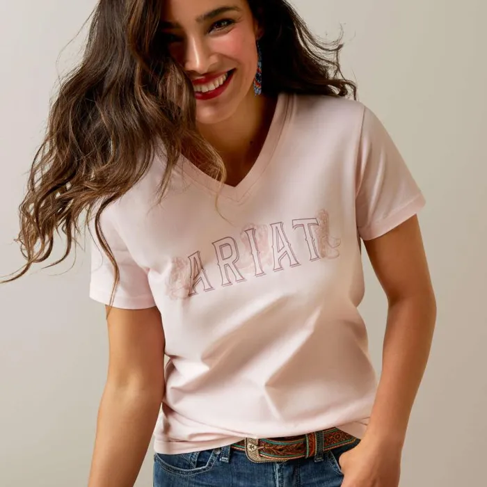 Women TShirts and Tops Ariat Boot Outline TShirt Chalk Pink Women TShirts and Tops Ariat Boot Outline TShirt Chalk Pink
