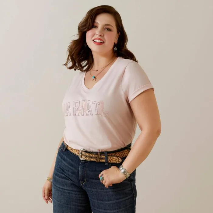 Women TShirts and Tops Ariat Boot Outline TShirt Chalk Pink Women TShirts and Tops Ariat Boot Outline TShirt Chalk Pink