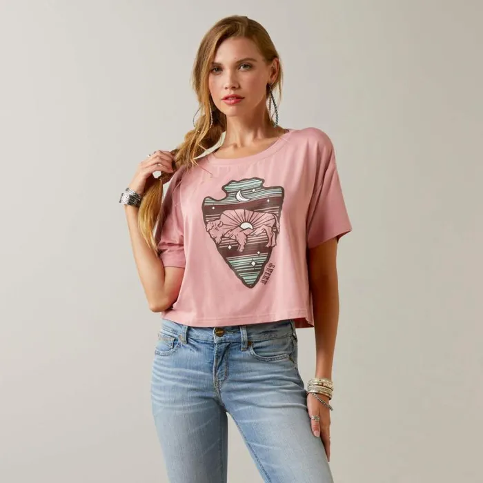 Women TShirts and Tops Ariat Buffalo Rising TShirt Island Blush