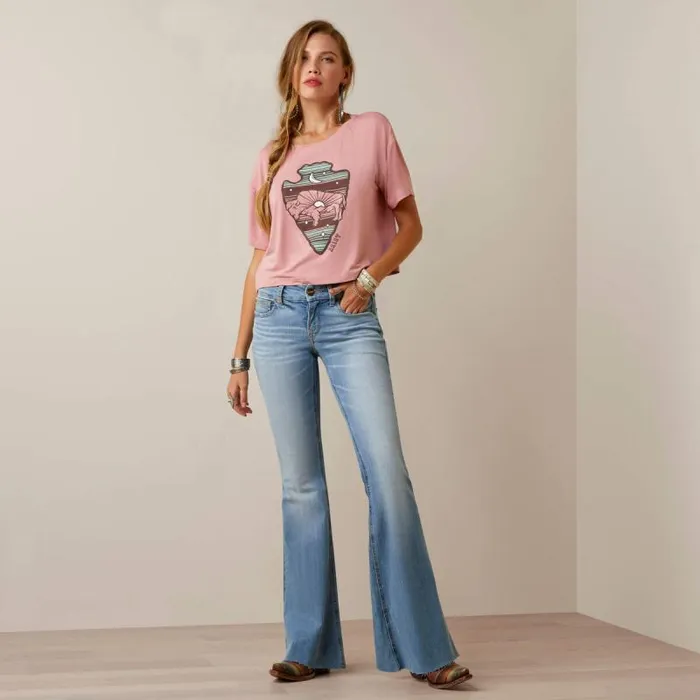 Women TShirts and Tops Ariat Buffalo Rising TShirt Island Blush Women TShirts and Tops Ariat Buffalo Rising TShirt Island Blush