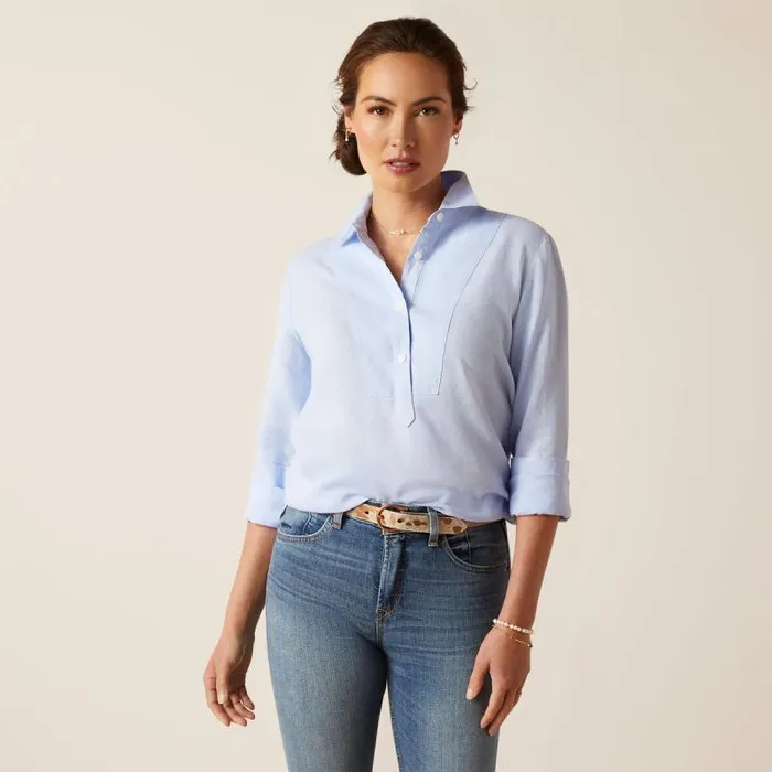 Women TShirts and Tops Ariat Cazadero Blouse Chambray Blue