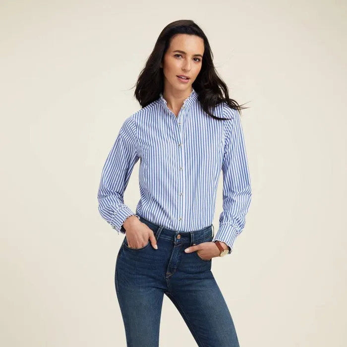 Women TShirts and Tops Ariat Clarion Blouse Sky Pinstripe