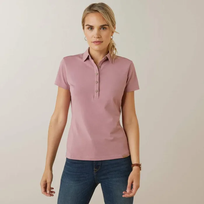 Women TShirts and Tops Ariat Cloverdale Polo Nostalgia Rose