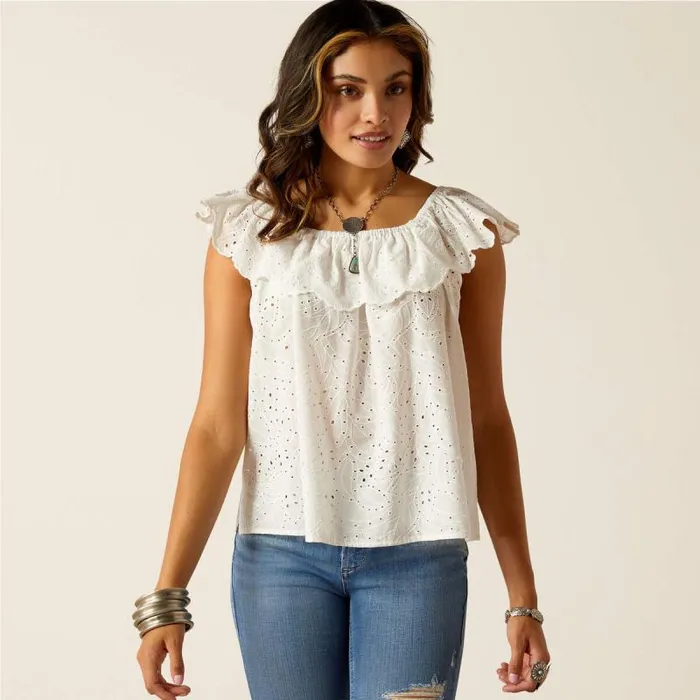 Women TShirts and Tops Ariat Coquette Top Cloud Dancer