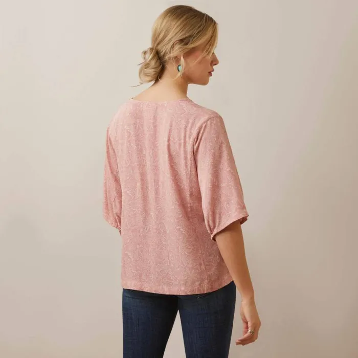 Women TShirts and Tops Ariat Desert Dreams Top Island Blush Tooled Print