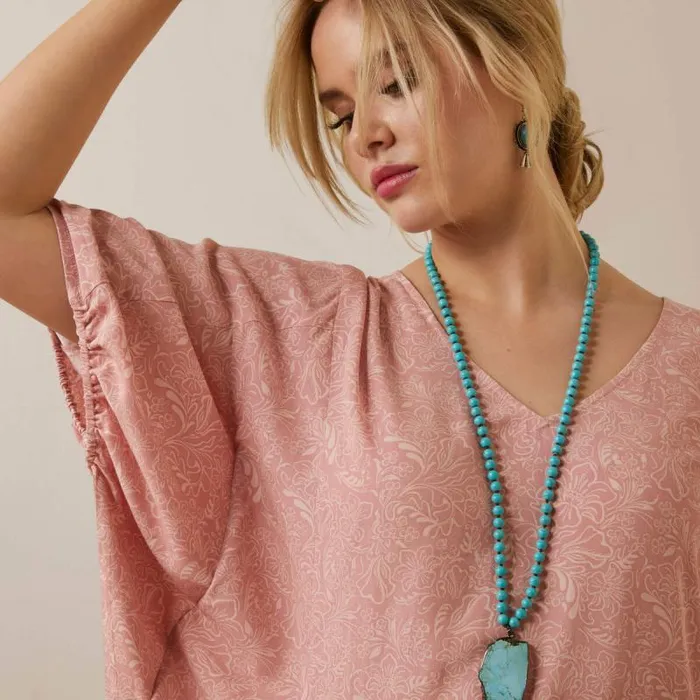 Women TShirts and Tops Ariat Desert Dreams Top Island Blush Tooled Print