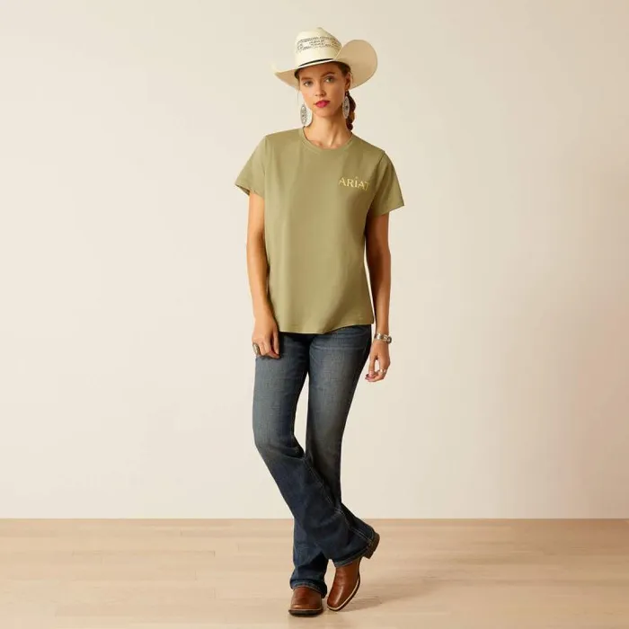 Women TShirts and Tops Ariat Desert Scene TShirt Oil Green Women TShirts and Tops Ariat Desert Scene TShirt Oil Green