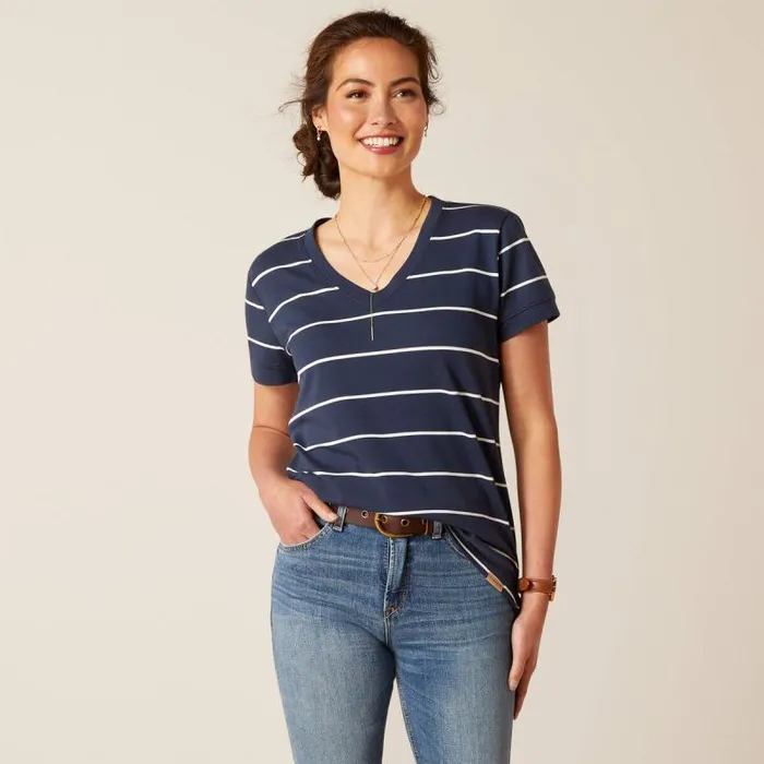 Women TShirts and Tops Ariat Fairford TShirt Navy Stripe