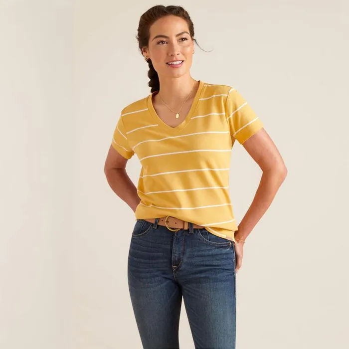 Women TShirts and Tops Ariat Fairford TShirt Ochre Stripe