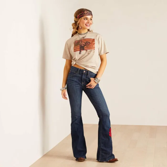 Women TShirts and Tops Ariat Flag Rodeo Quincy TShirt Gold Women TShirts and Tops Ariat Flag Rodeo Quincy TShirt Gold