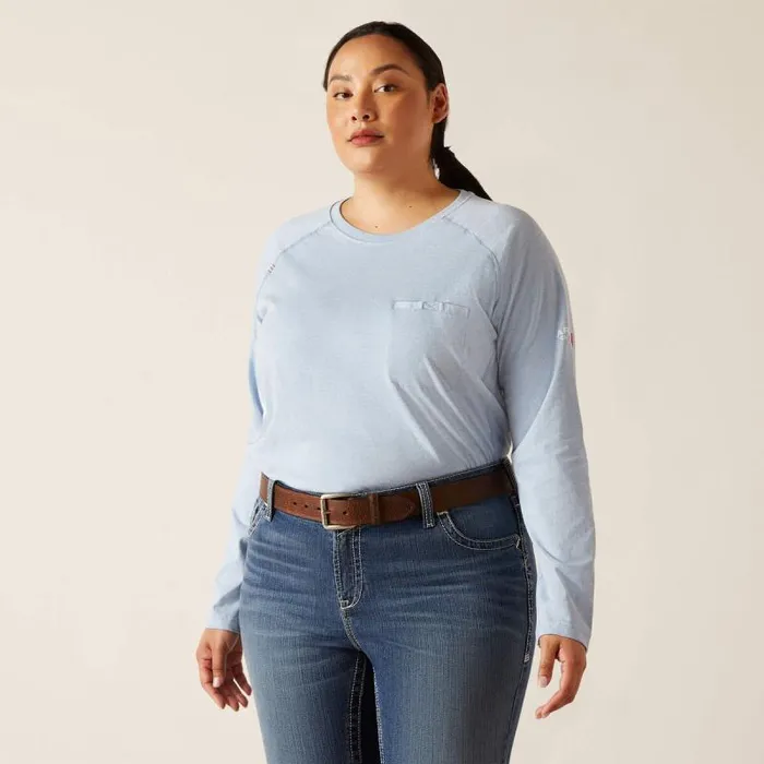 Women TShirts and Tops Ariat FR Air Crew TShirt Colony Blue Spacedye Women TShirts and Tops Ariat FR Air Crew TShirt Colony Blue Spacedye