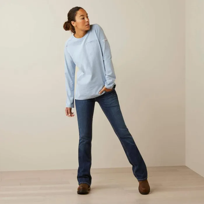 Women TShirts and Tops Ariat FR Air Crew TShirt Colony Blue Spacedye Women TShirts and Tops Ariat FR Air Crew TShirt Colony Blue Spacedye