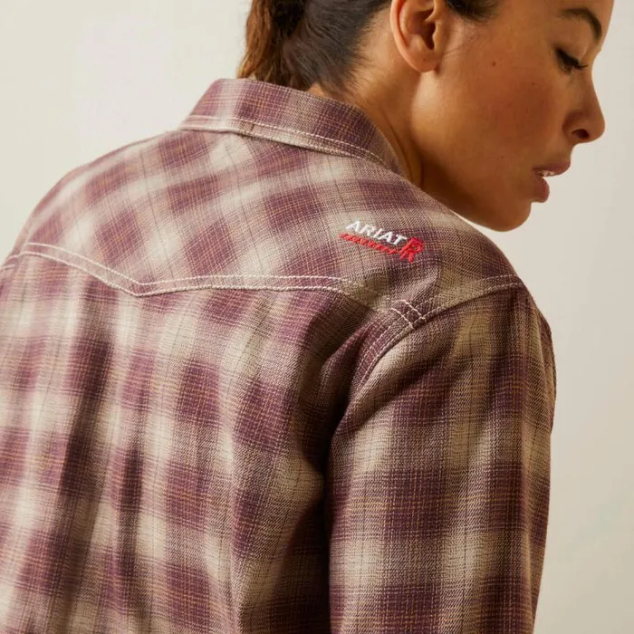 Women TShirts and Tops Ariat FR Oakley Retro Fit Snap Work Shirt Peppercorn