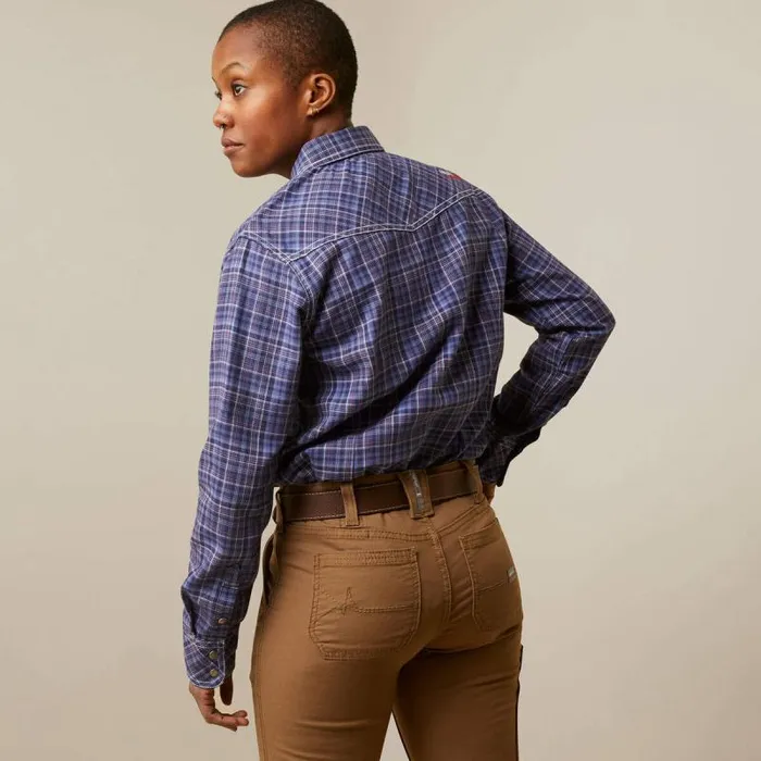 Women TShirts and Tops Ariat FR Tillie Snap Work Shirt Colony Blue Plaid